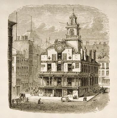 Old State House, Boston, in c.1870, from 'American Pictures' published by the Religious Tract Societ de English School, (19th century)