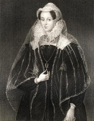 Portrait of Mary, Queen of Scots (1542-87), from 'Lodge's British Portraits', 1823 (litho) de English School, (19th century)