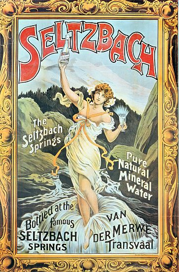 Poster advertising 'Seltzbach' pure natural mineral water from the Seltzbach Springs, Van der Merwe, de English School, (19th century)