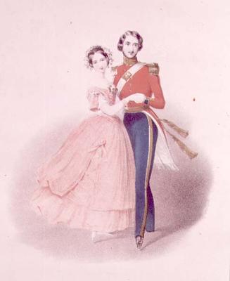 Queen Victoria (1819-1901) and Prince Albert Dancing (1819-61) (colour litho) de English School, (19th century)