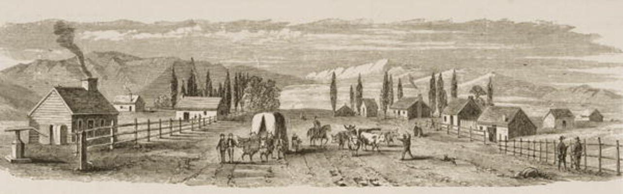 Salt Lake City in 1850, from 'American Pictures', published by The Religious Tract Society, 1876 (en de English School, (19th century)