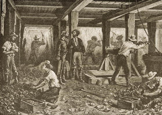 Silver Mining in Nevada, c.1870, from 'American Pictures', published by The Religious Tract Society, de English School, (19th century)