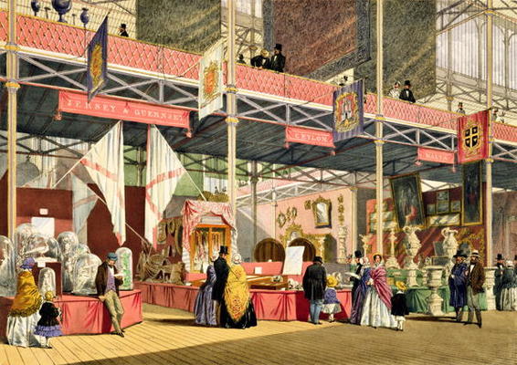 Stands for Guernsey and Jersey, Malta and Ceylon in the Great Exhibition of 1851, from Dickinson's C de English School, (19th century)