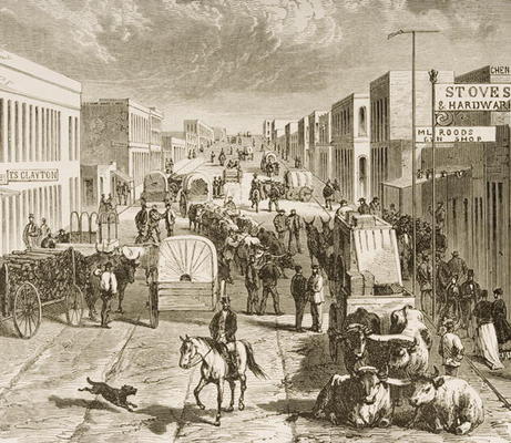 Street in Denver, Colorado, from 'American Pictures', published by The Religious Tract Society, 1876 de English School, (19th century)