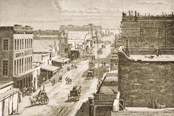 Street in Virginia City, Nevada, from 'American Pictures', published by The Religious Tract Society, de English School, (19th century)