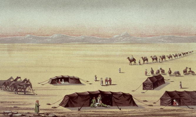 The Desert Camp of Sir Richard Burton (1821-90) (pastel on paper) de English School, (19th century)