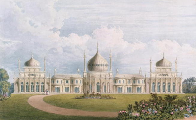 The East Front, from 'Views of the Royal Pavilion, Brighton' by John Nash (1752-1835) 1826 (aquatint de English School, (19th century)