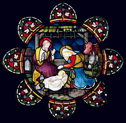 The Nativity (stained glass) de English School, (19th century)