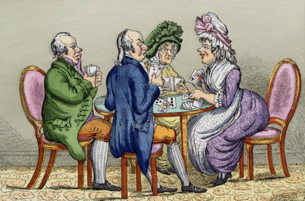 The Whist Party (colour litho) de English School, (19th century)