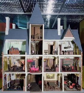 Interior of Victorian Gothic doll's house, 1875 (mixed media)