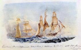 The Slaver 'Carolina' (afterwards HMS 'Fawn') captured in 1838 by the 'Electra' with 350 Slaves on B