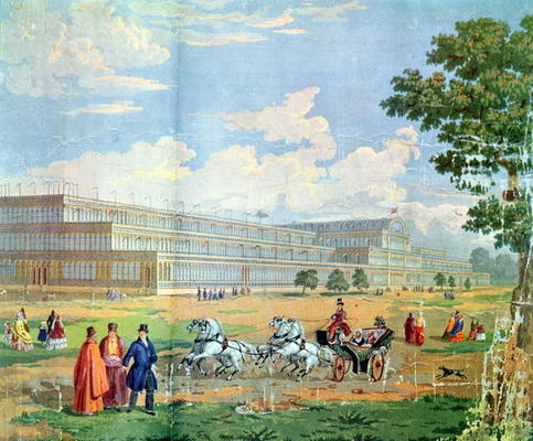 View of the Crystal Palace (colour lithograph) de English School, (19th century)