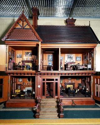 Doll's house purchased and furnished by Queen Mary, made by Ascroits of Liverpool, c.1920 (mixed med de English School, (20th century)