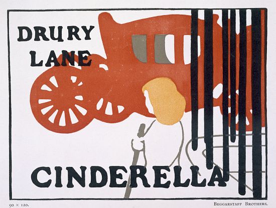 Poster for Cinderella at the Drury Lane Theatre, London, pub. by Beggarstaff brothers de English School, (20th century)