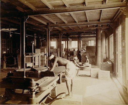 Tea pickers at the Lipton factory in Ceylon, c.1900 (photo) de English School, (20th century)