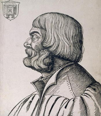Profile portrait of Albrecht Durer (1471-1528), 1527 (woodcut) de Erhard Schon