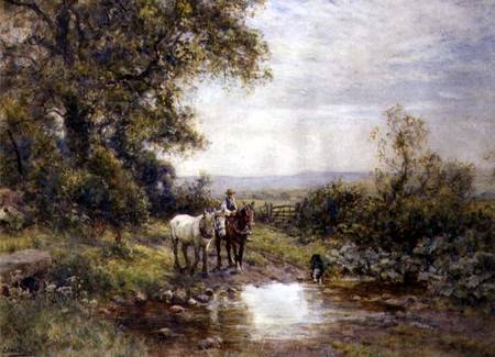 Horses by a Stream de Ernest Albert Waterlow