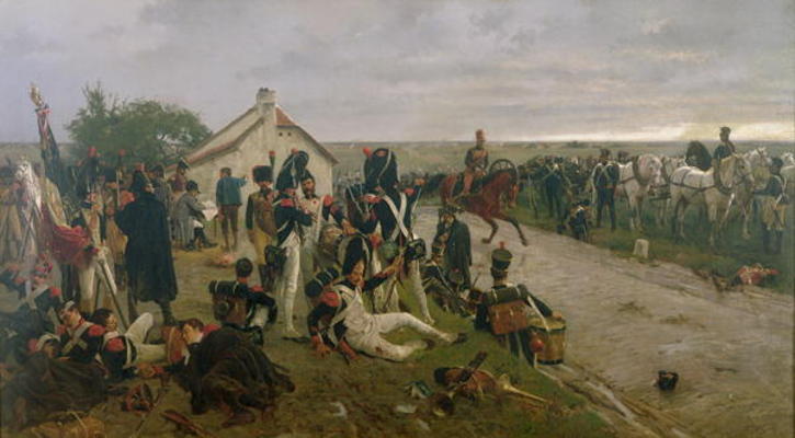 The Morning of The Battle of Waterloo: the French Await Napoleon's Orders, 1876 (oil on canvas) de Ernest Crofts