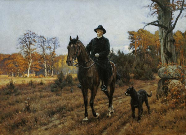 Bismarck on Horseback with Dog (oil print) de Ernest Henseler