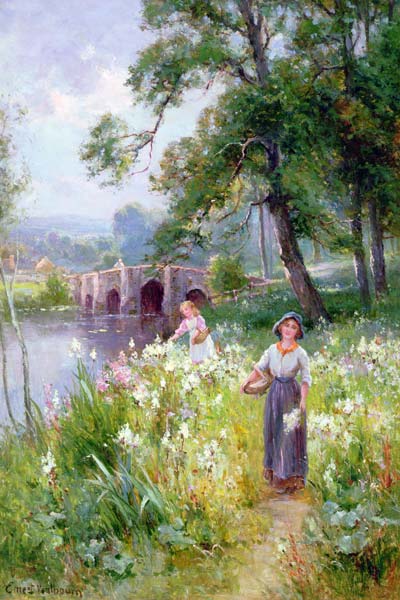 Picking Flowers by the River de Ernest Walbourn