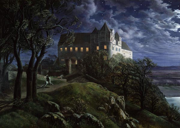 Castle Scharfenberg at Night de Ernst Ferdinand Oehme