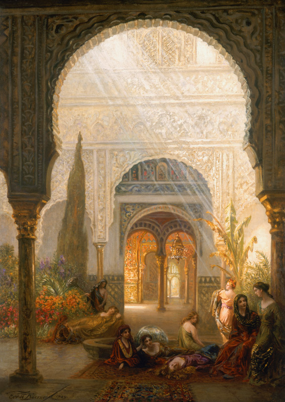 The Patio de of La Reina in the Alcazar, Sevilla. de Ernst Karl Eugen Körner