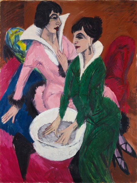 Two women with basins (the nurses) de Ernst Ludwig Kirchner