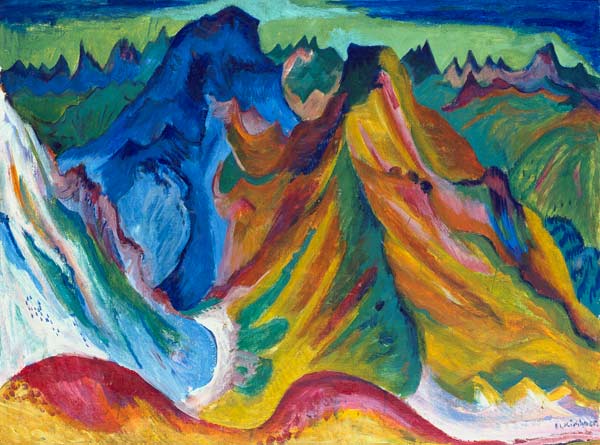 The mountain Weissfluh and sheep scab. de Ernst Ludwig Kirchner