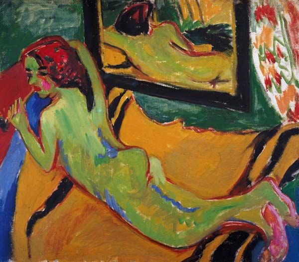 Lying act in front of mirror de Ernst Ludwig Kirchner