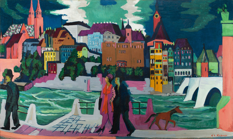 Ansicht von Basel und dem Rhein. 1927-28 de Ernst Ludwig Kirchner