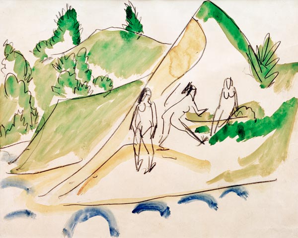 Bañistas en el lago Moritzburg de Ernst Ludwig Kirchner