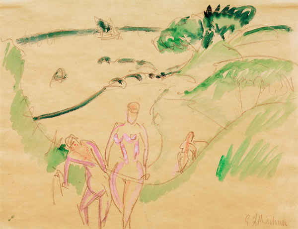 Bañistas en la costa de Fehmarn de Ernst Ludwig Kirchner