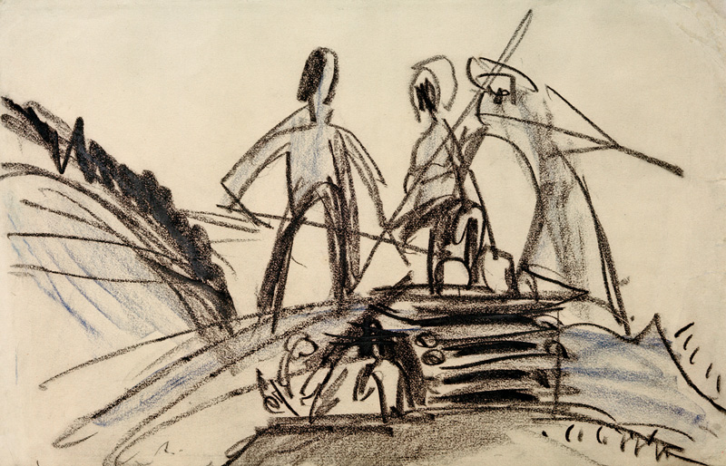 Agricultores trabajando el heno de Ernst Ludwig Kirchner