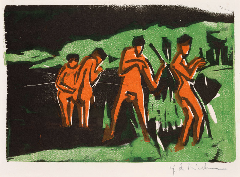 With reed throwing taking a bath de Ernst Ludwig Kirchner