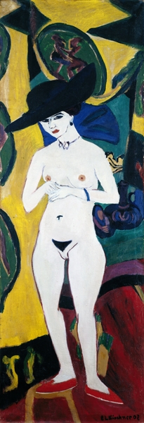 Naked woman with hat. de Ernst Ludwig Kirchner