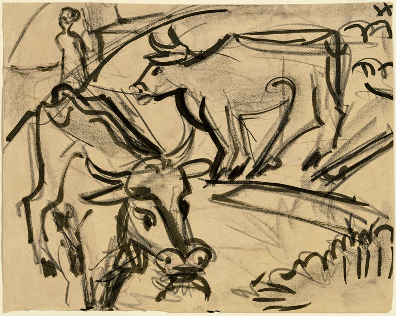 Two cows de Ernst Ludwig Kirchner