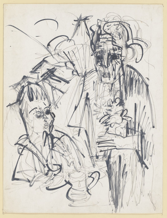 Alte Frau mit Jungen am Kaffeetisch de Ernst Ludwig Kirchner