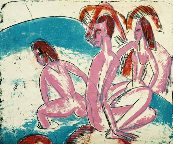 Bañistas sobre piedras de Ernst Ludwig Kirchner
