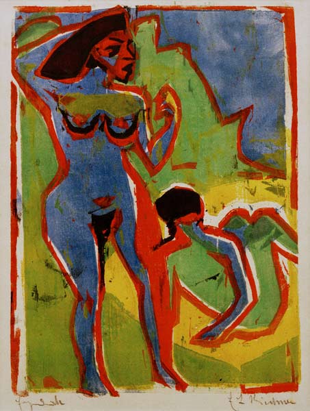 Mujeres bañandose en Moritzburg de Ernst Ludwig Kirchner