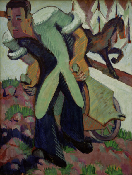 Bauer, tirando de una carretilla de Ernst Ludwig Kirchner
