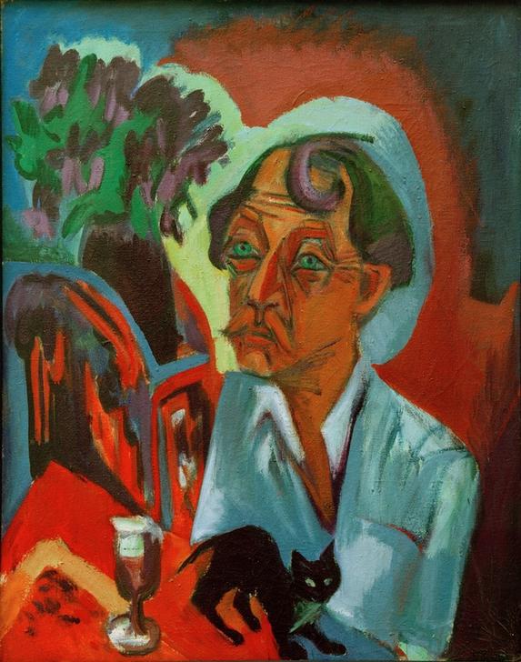 Der Maler Stirner mit Katze de Ernst Ludwig Kirchner