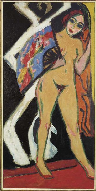 Dodo con un gran abanico de Ernst Ludwig Kirchner