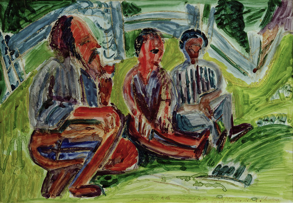 Tres agricultores en el prado de Ernst Ludwig Kirchner