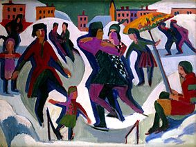 Ice rink with skate runners de Ernst Ludwig Kirchner