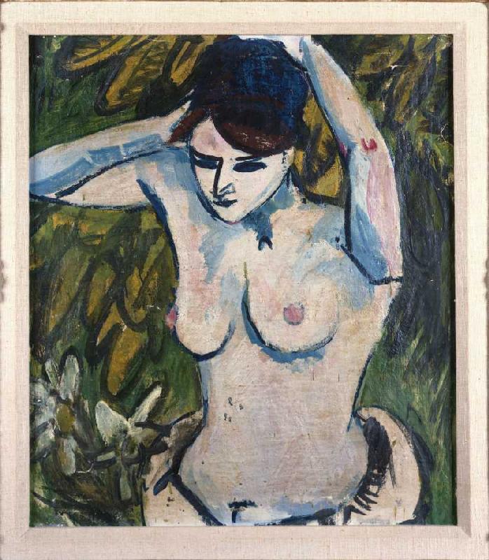 Desnudo de medio cuerpo con los brazos levantados de Ernst Ludwig Kirchner