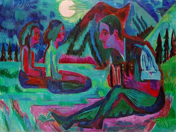 Handorgler en noche de luna llena de Ernst Ludwig Kirchner