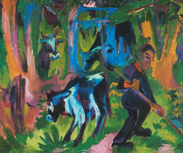 Cows in the woods. de Ernst Ludwig Kirchner