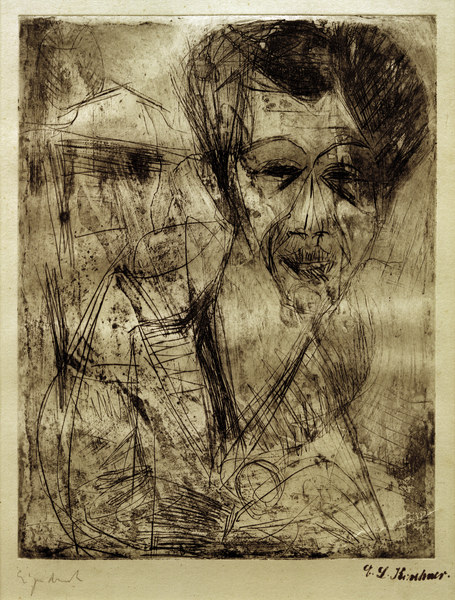 Autorretrato (dibujo) de Ernst Ludwig Kirchner