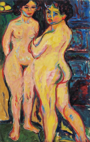Chicas desnudas frente al fogón de Ernst Ludwig Kirchner