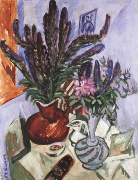 Quiet life with flower vases de Ernst Ludwig Kirchner